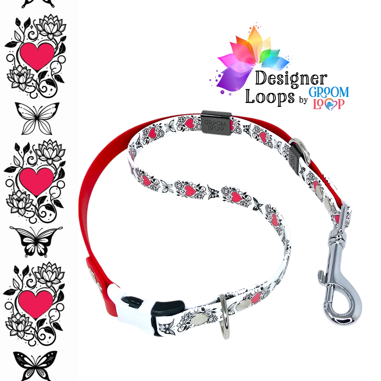 Vintage Hearts BioThane® Grooming Loop